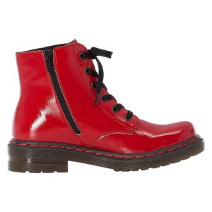 Czerwone Botki sznurowane Rieker 76240-33