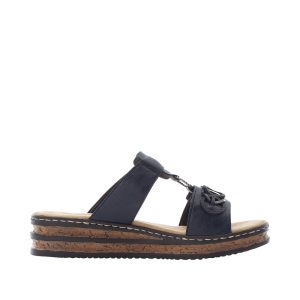 Granatowe Klapki damskie Rieker 62936-14