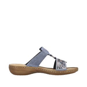Niebieskie Klapki damskie Rieker 608K2-12